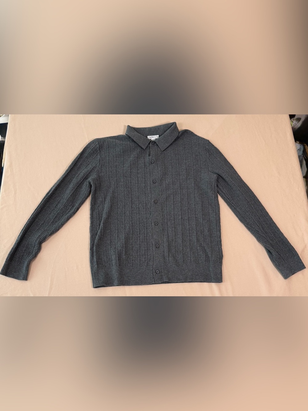 Crewcuts J Crew Cotton Boys Charcoal Button-Front Ribbed Polo Sweater XL (12-13)